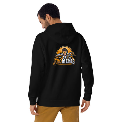 FBO Memes (Orange Logo) front and back, Unisex Hoodie