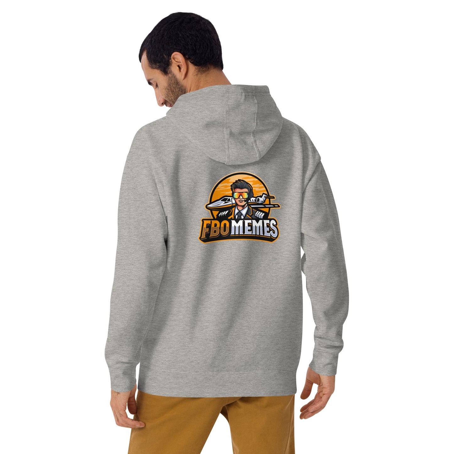 FBO Memes (Orange Logo) front and back, Unisex Hoodie