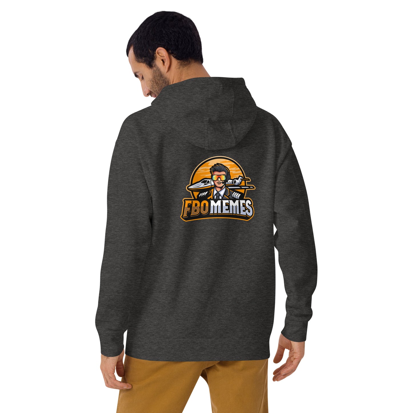 FBO Memes (Orange Logo) front and back, Unisex Hoodie